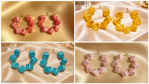 Multicolour_Trendy_Square_Beads_Hoop_Earrings_Combo_Set_Of_4_For_Women