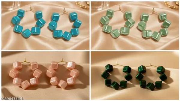 Multicolour_Trendy_Square_Beads_Hoop_Earrings_Combo_Set_Of_4_For_Women