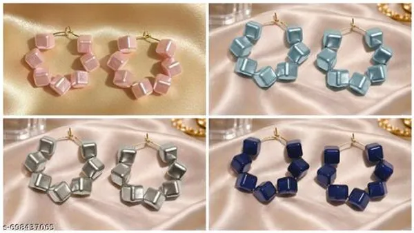 Multicolor_Trendy_Square_Beads_Hoop_Earrings_Combo_Set_Of_4_For_Women