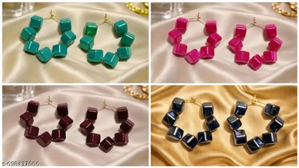 Multicolour_Trendy_Square_Beads_Hoop_Earrings_Combo_Set_Of_4_For_Women