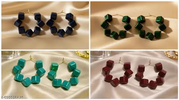 Multicolour_Trendy_Square_Beads_Hoop_Earrings_Combo_Set_Of_4_For_Women