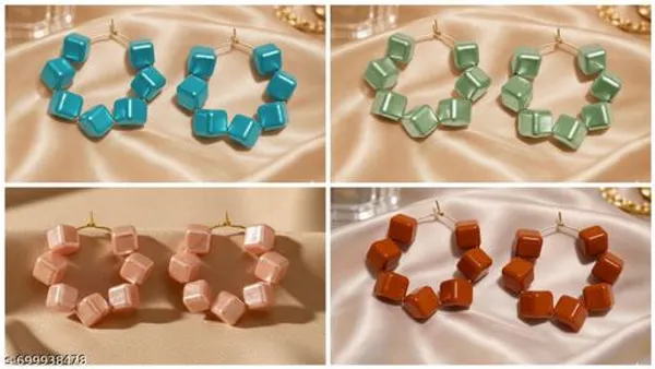 Multicolour_Trendy_Square_Beads_Hoop_Earrings_Combo_Set_Of_4_For_Women
