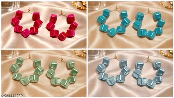 Multicolour_Trendy_Square_Beads_Hoop_Earrings_Combo_Set_Of_4_For_Women