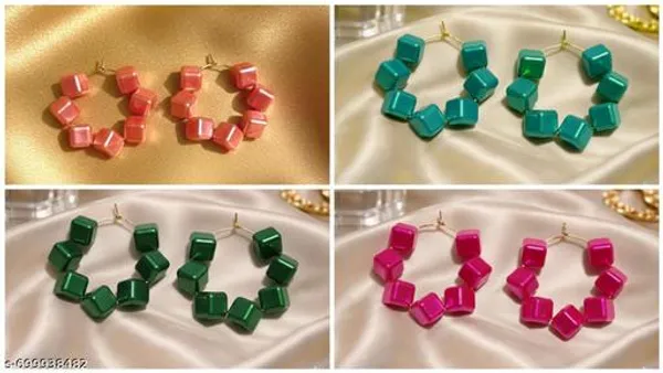 Multicolour_Trendy_Square_Beads_Hoop_Earrings_Combo_Set_Of_4_For_Women
