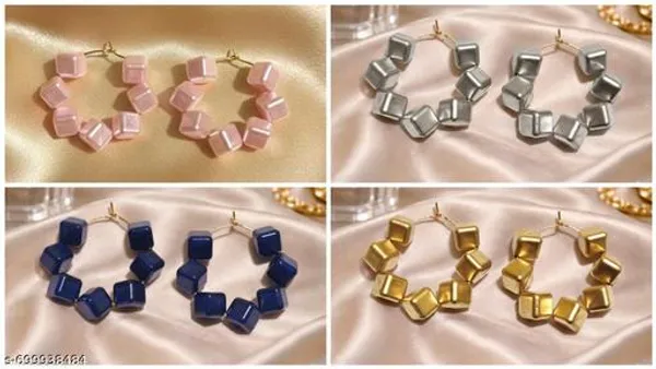 Multicolour_Trendy_Square_Beads_Hoop_Earrings_Combo_Set_Of_4_For_Women