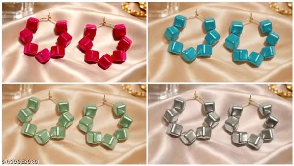 Multicolour_Trendy_Square_Beads_Hoop_Earrings_Combo_Set_Of_4_For_Women