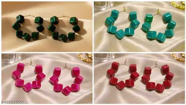 Multicolour_Trendy_Square_Beads_Hoop_Earrings_Combo_Set_Of_4_For_Women