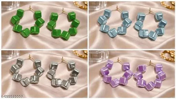 Multicolour_Trendy_Square_Beads_Hoop_Earrings_Combo_Set_Of_4_For_Women