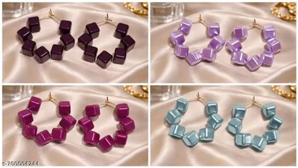 Multicolour_Trendy_Square_Beads_Hoop_Earrings_Combo_Set_Of_4_For_Women