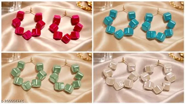 Multicolour_Trendy_Square_Beads_Hoop_Earrings_Combo_Set_Of_4_For_Women
