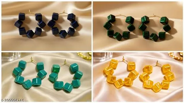 Multicolour_Trendy_Square_Beads_Hoop_Earrings_Combo_Set_Of_4_For_Women