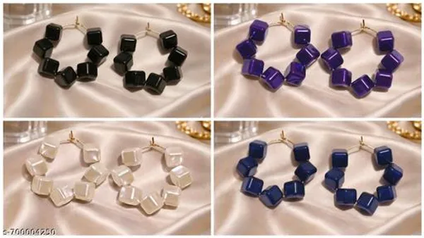 Multicolour_Trendy_Square_Beads_Hoop_Earrings_Combo_Set_Of_4_For_Women