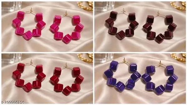 Multicolour_Trendy_Square_Beads_Hoop_Earrings_Combo_Set_Of_4_For_Women