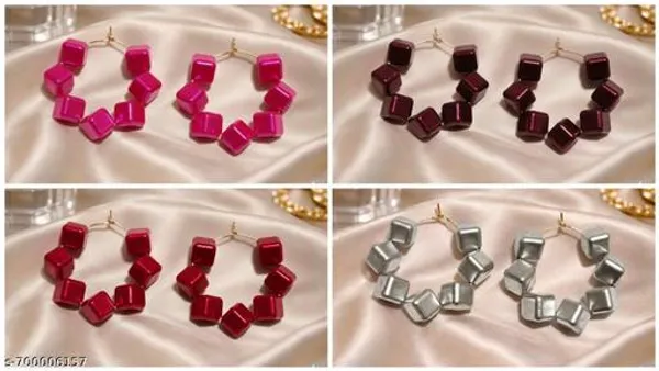 Multicolour_Trendy_Square_Beads_Hoop_Earrings_Combo_Set_Of_4_For_Women