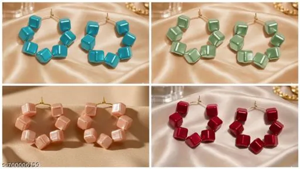 Multicolour_Trendy_Square_Beads_Hoop_Earrings_Combo_Set_Of_4_For_Women