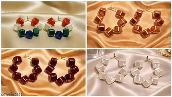 Multicolour_Trendy_Square_Beads_Hoop_Earrings_Combo_Set_Of_4_For_Women