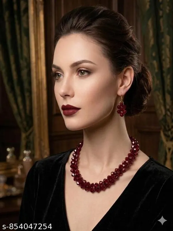 Maroon_Crystal_Beads_Handmade_Jewellery_Set_For_Women