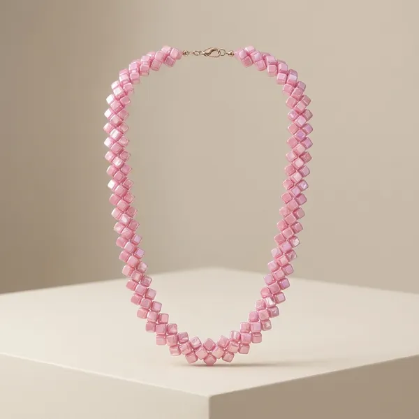 Pink_Geometric_Beaded_Jewelry_Set_-_Necklace_&_Earrings