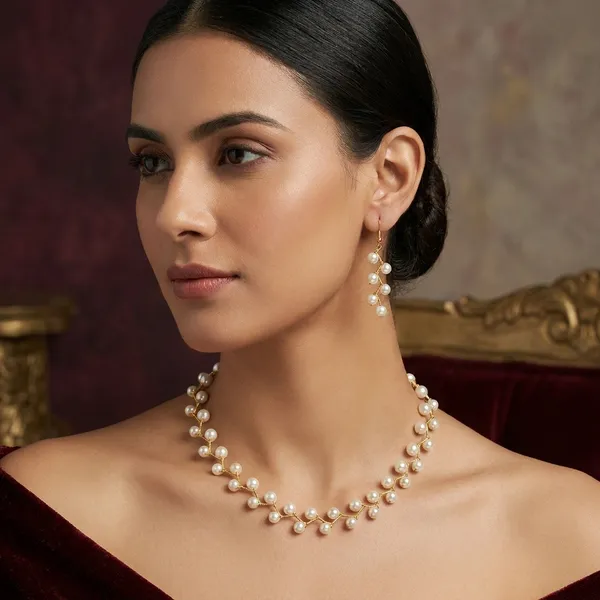 White_Weight_Pearl_Jewelry_Set_For_Women_Pack_Of_2