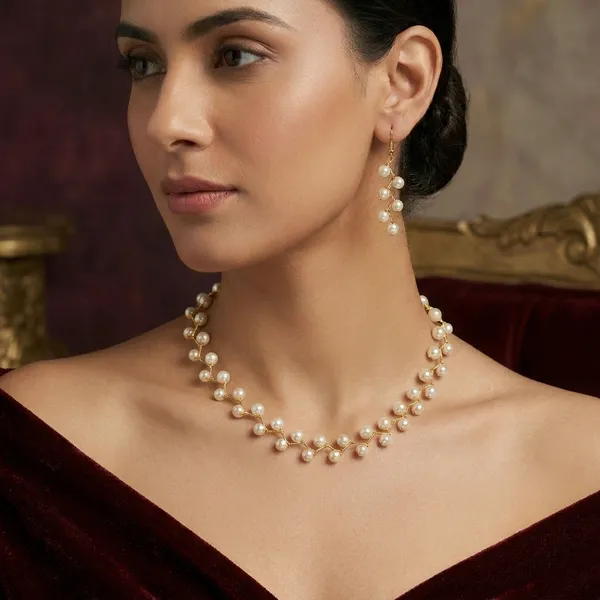 White_Weight_Pearl_Jewelry_Set_For_Women_Pack_Of_2