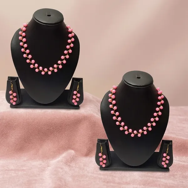 Light_Pink_Party_Wear_Zigzag_Necklace_With_Earring