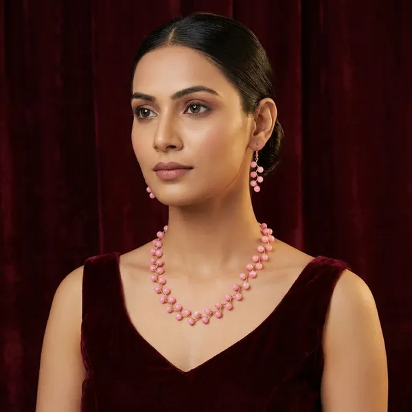 Light_Pink_Party_Wear_Zigzag_Necklace_With_Earring