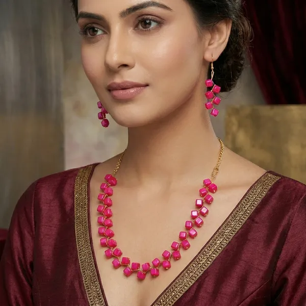 Pink_Zigzag_Handmade_Weight_Party_Wear_Pearl_Beads_Jewellery_Set_For_Women