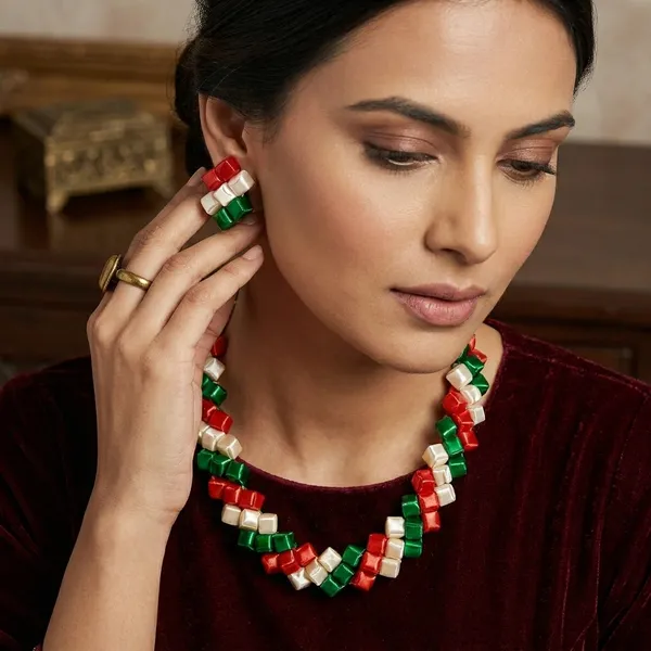 Multicolour_Handmade_Pearl_Jewellery_Set_For_Women