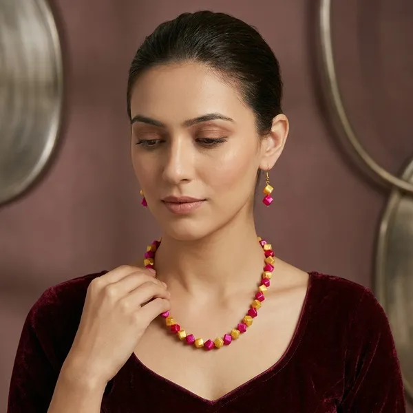 Pink_Square_Single_Line_Jewellery_Set_For_Women