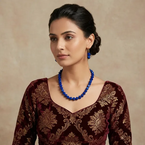 Navy_Blue_Square_Single_Line_Jewellery_Set_For_Women