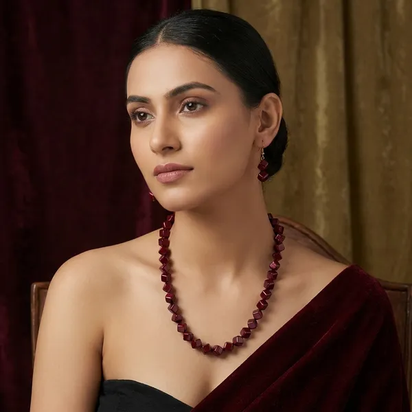 Maroon_Square_Single_Line_Jewellery_Set_For_Women