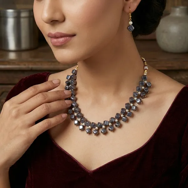 Grey_Handmade_Pearl_Jewellery_Set_Grey_For_Women