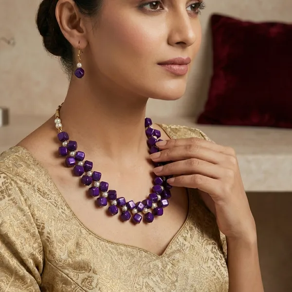 Purple_Handmade_Pearl_Jewellery_Set_For_Women