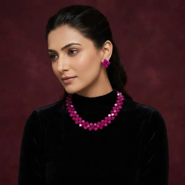 Red_Handmade_Pearl_Jewellery_Set_Magenta_Berry_For_Women_Pack_Of_2