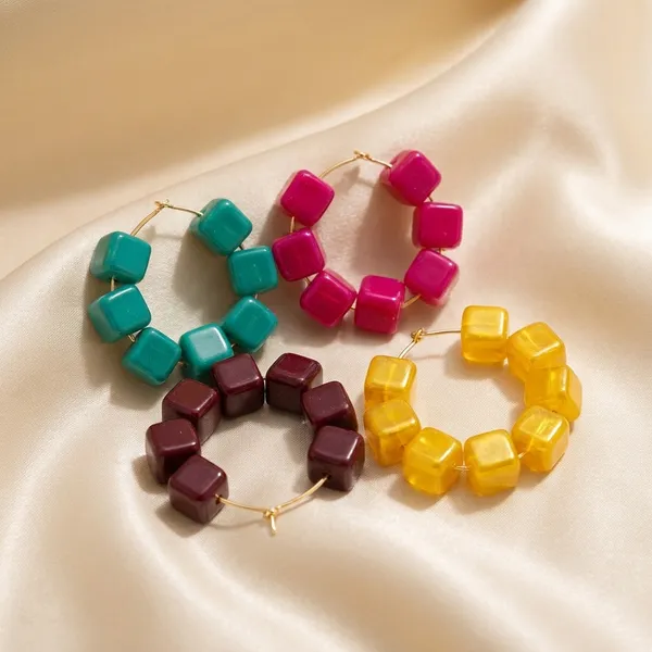 Multicolour_Trendy_Cube_Beads_Hoop_Earrings_Combo_Set_Of_4_For_Women