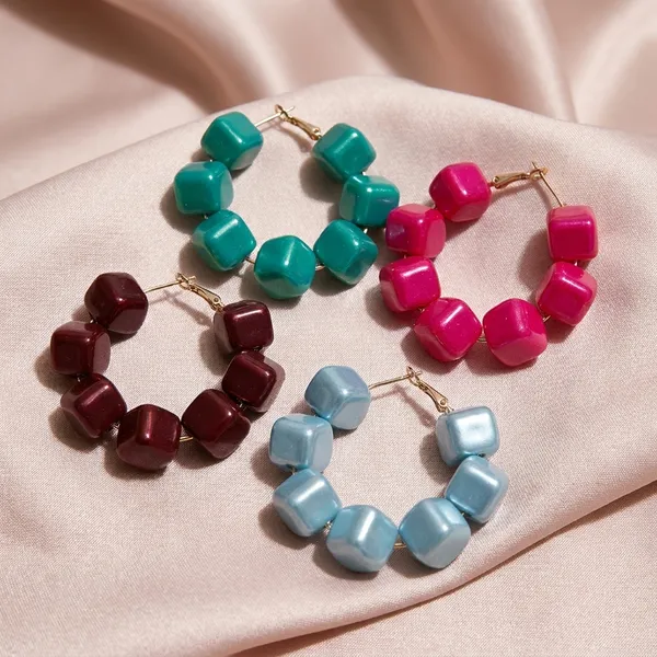 Multicolor_Trendy_Square_Beads_Hoop_Earrings_Combo_Set_Of_4_For_Women