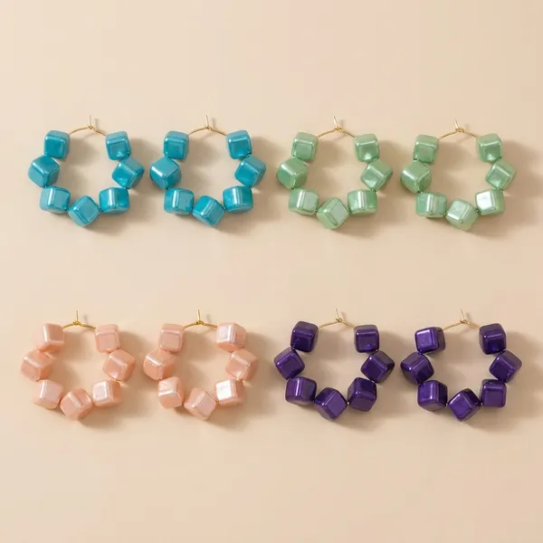 Multicolor_Trendy_Cube_Beads_Hoop_Earrings_Combo_Set_Of_4_For_Women
