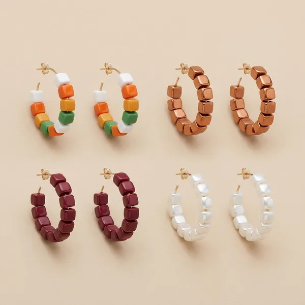 Multicolour_Trendy_Square_Beads_Hoop_Earrings_Combo_Set_Of_4_For_Women