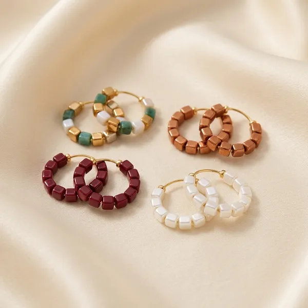 Multicolour_Trendy_Square_Beads_Hoop_Earrings_Combo_Set_Of_4_For_Women