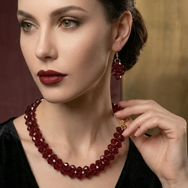 Maroon_Crystal_Beads_Handmade_Jewellery_Set_For_Women