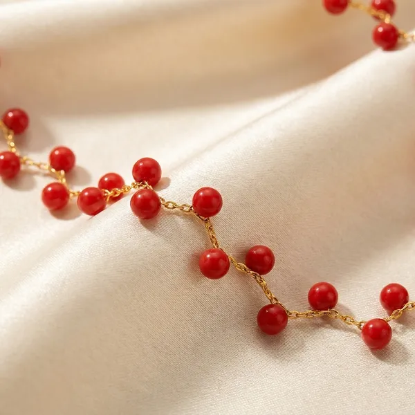 Orange_Elegant_Pearl_Onyx_Zig_Zag_Statement_Necklace_Set_For_Women