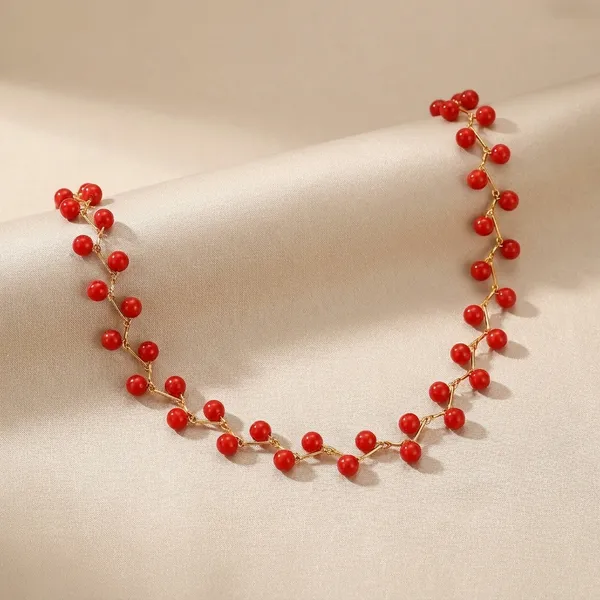 Orange_Elegant_Pearl_Onyx_Zig_Zag_Statement_Necklace_Set_For_Women