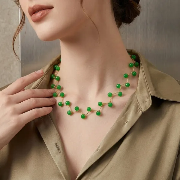 Mint_Green_Elegant_Pearl_Onyx_Zig_Zag_Statement_Necklace_Set_For_Women