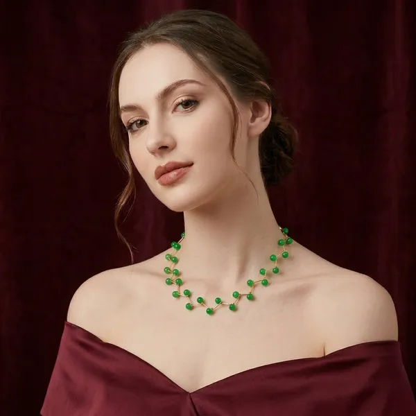 Mint_Green_Elegant_Pearl_Onyx_Zig_Zag_Statement_Necklace_Set_For_Women