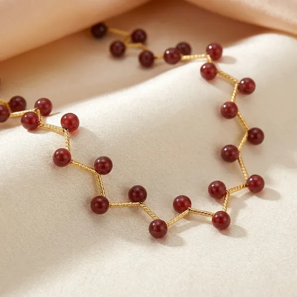 Brown_Elegant_Pearl_Onyx_Zig_Zag_Statement_Necklace_Set_For_Women
