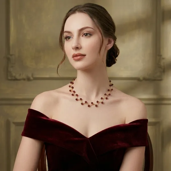 Brown_Elegant_Pearl_Onyx_Zig_Zag_Statement_Necklace_Set_For_Women