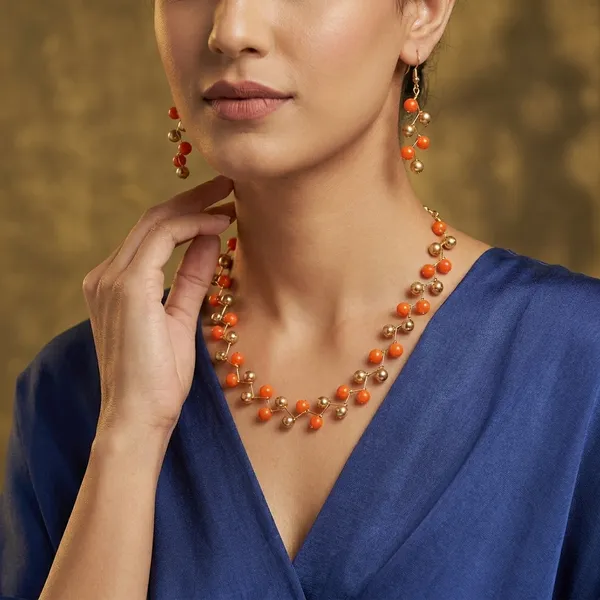 Brass_Gold_And_Orange_8_No_Zigzag_Necklace_For_Women