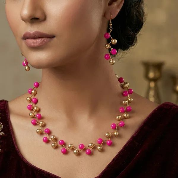 Brass_Gold_And_Pink_8_No_Zigzag_Jewellery_Set