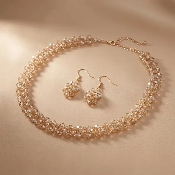 Elegant_Golden_Chain_Link_Necklace_With_Matching_Earrings_Jewelry_Set