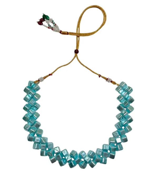 Light_Blue_Square_Beaded_Necklace_And_Earring_Set_For_Women